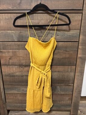 REVOLVE Yellow Spaghetti-Strap Tie-Waist Dress, size 0